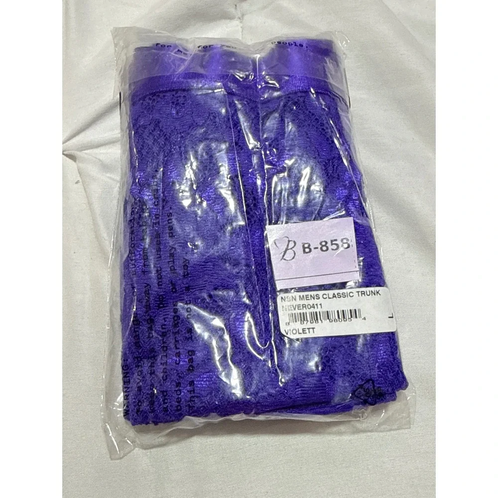 Cosabella Men's Never Say Never Lace Trunk Boxer Brief Violet Size‎ L